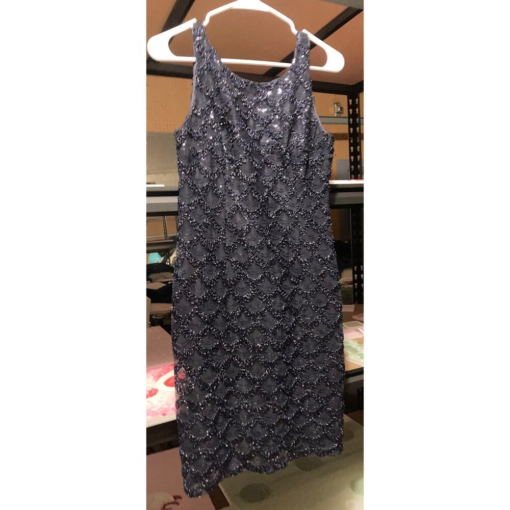 4 S Studio 1 new york mermaid scale dress sparkly glittery navy blue tank strap
